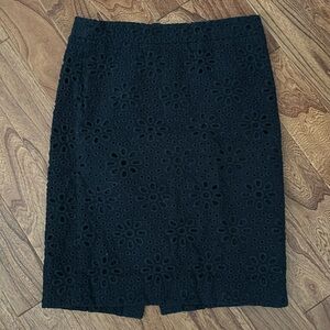 J Crew Navy Eyelet No 2 Pencil Skirt Size 4